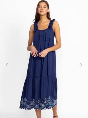 Johnny Was 100% Cotton Yoko Eyelet Maxi Dress Size Large Excellent Condition!